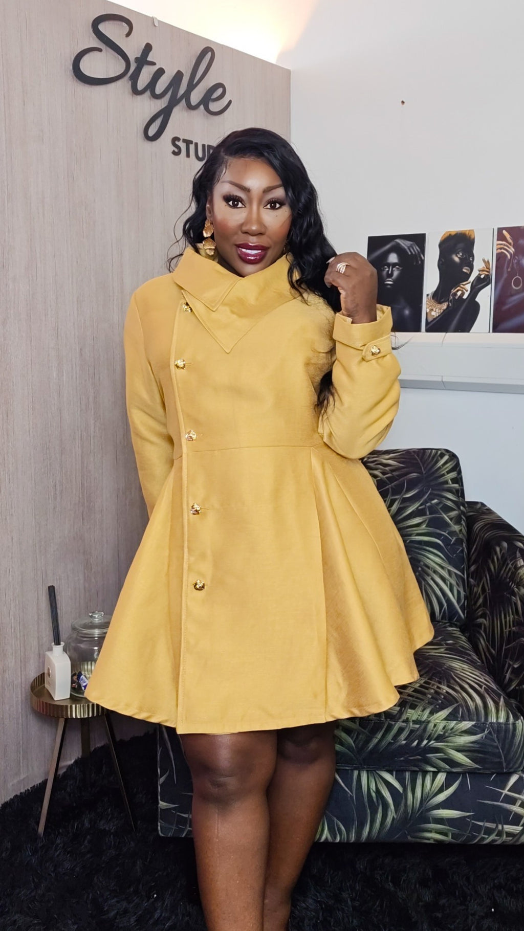 Mustard Yellow Coat Dress.