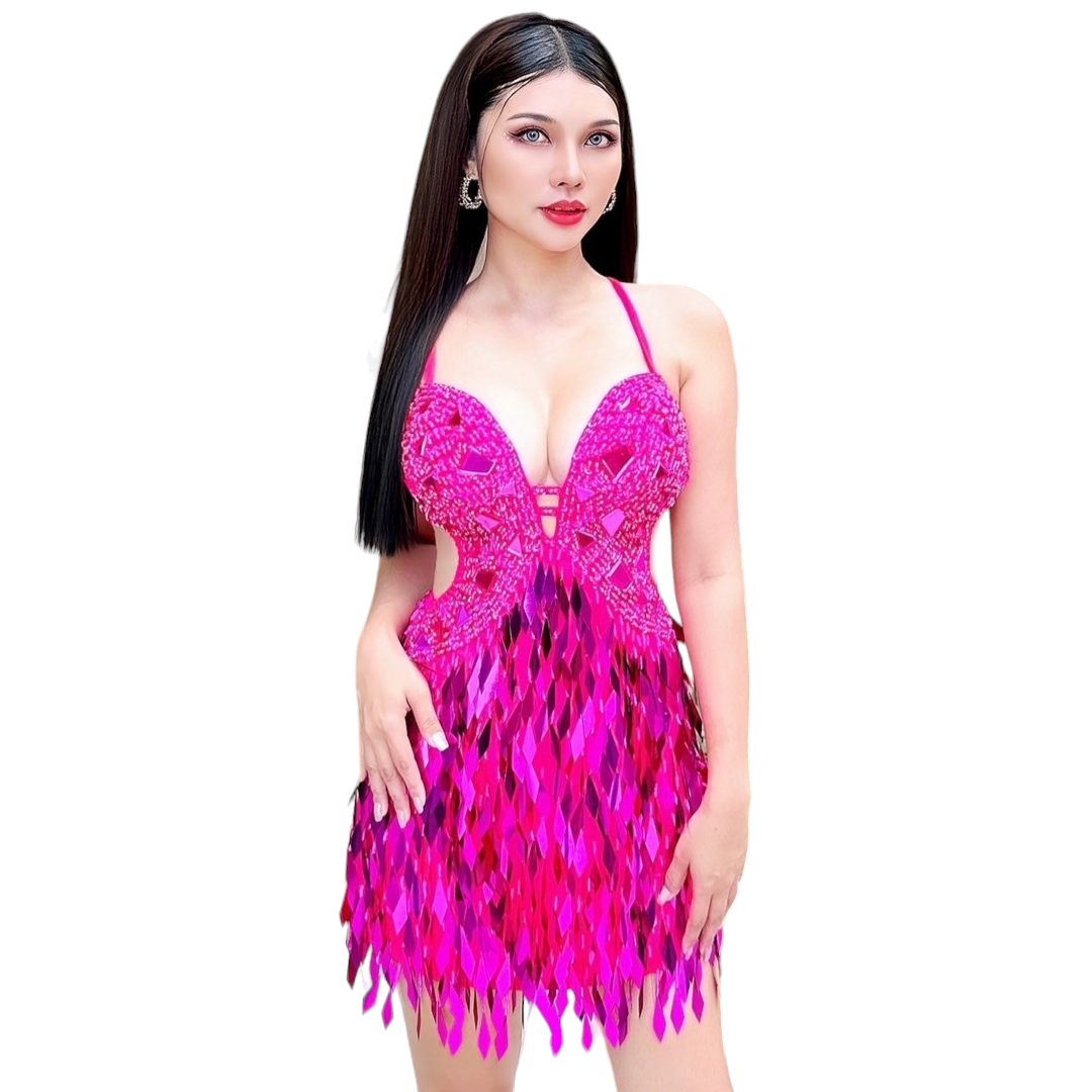 Handmade Pink Sequin Party Dress