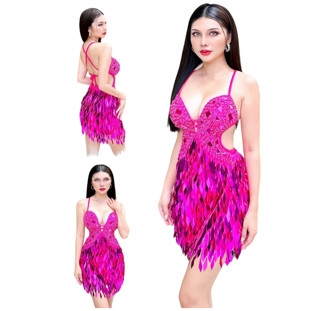 Handmade Pink Sequin Party Dress