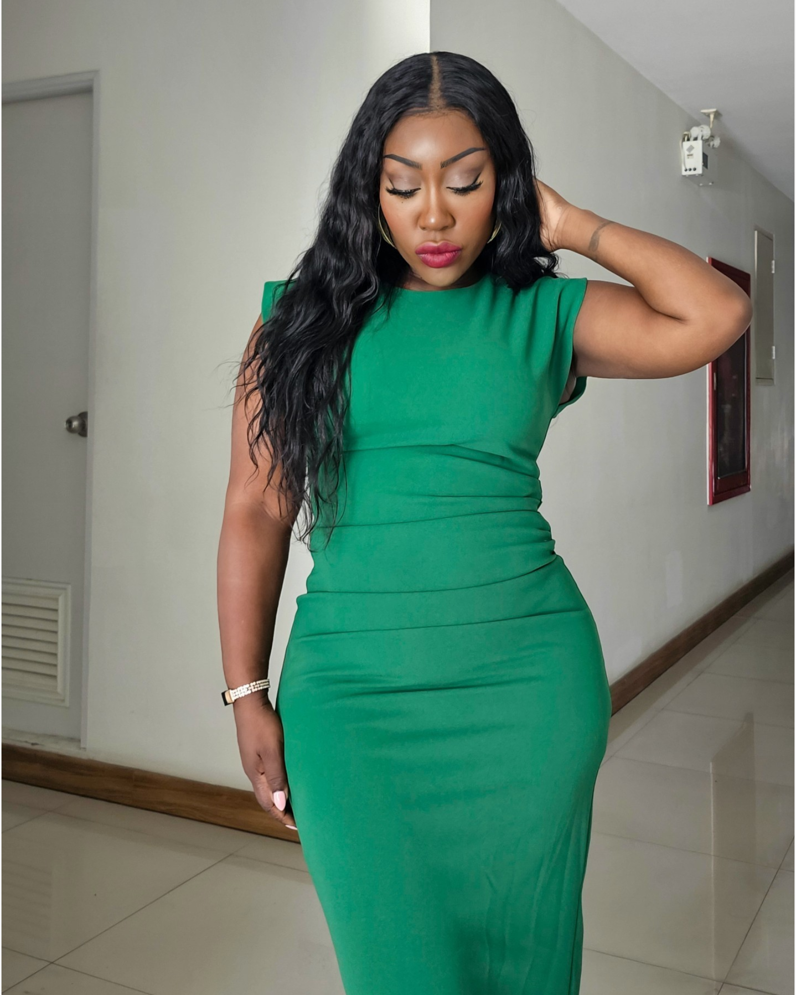 Emerald Green Midi Bodycon Dress