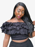 Black Off The Shoulder Ruffle Top