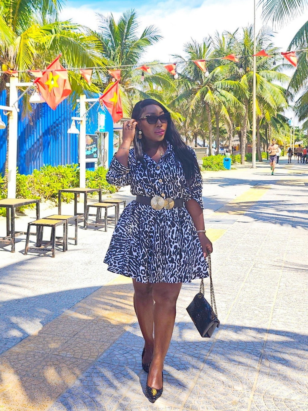 Black & White Leopard Print Shirt & Circle Skirt Co-Ord