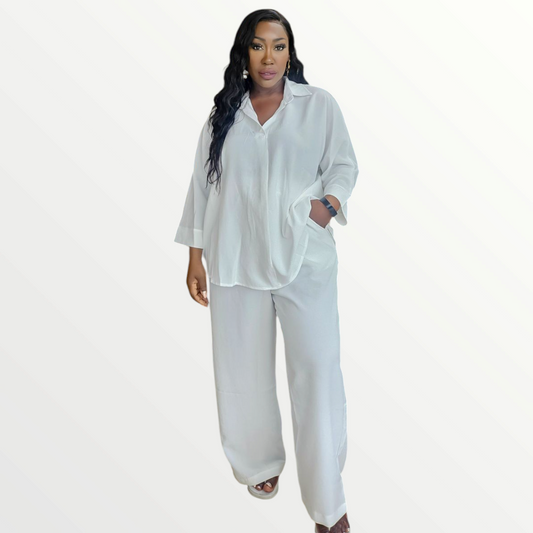 White Linen Trouser Set