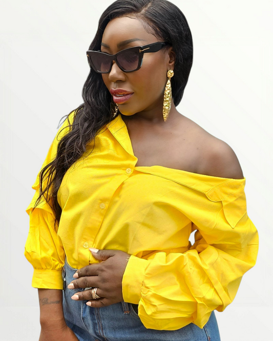 Off The Shoulder Yellow Shirt