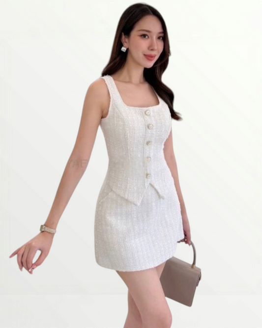 White Tweed Skirt Co-Ord