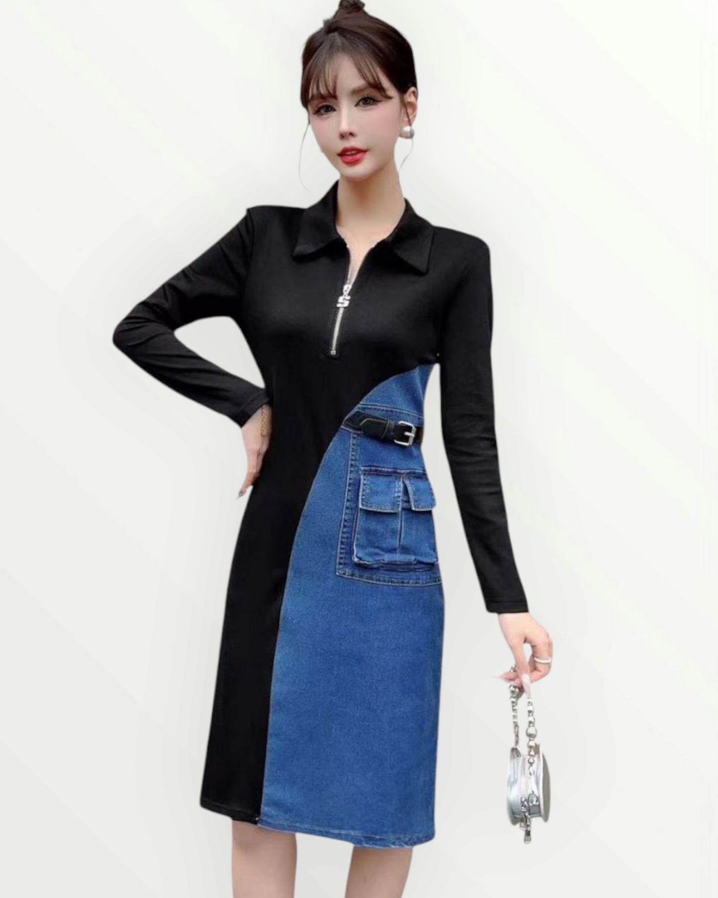Denim & Black Dress