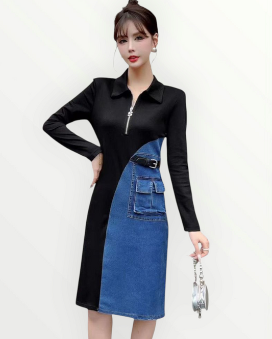 Denim & Black Dress