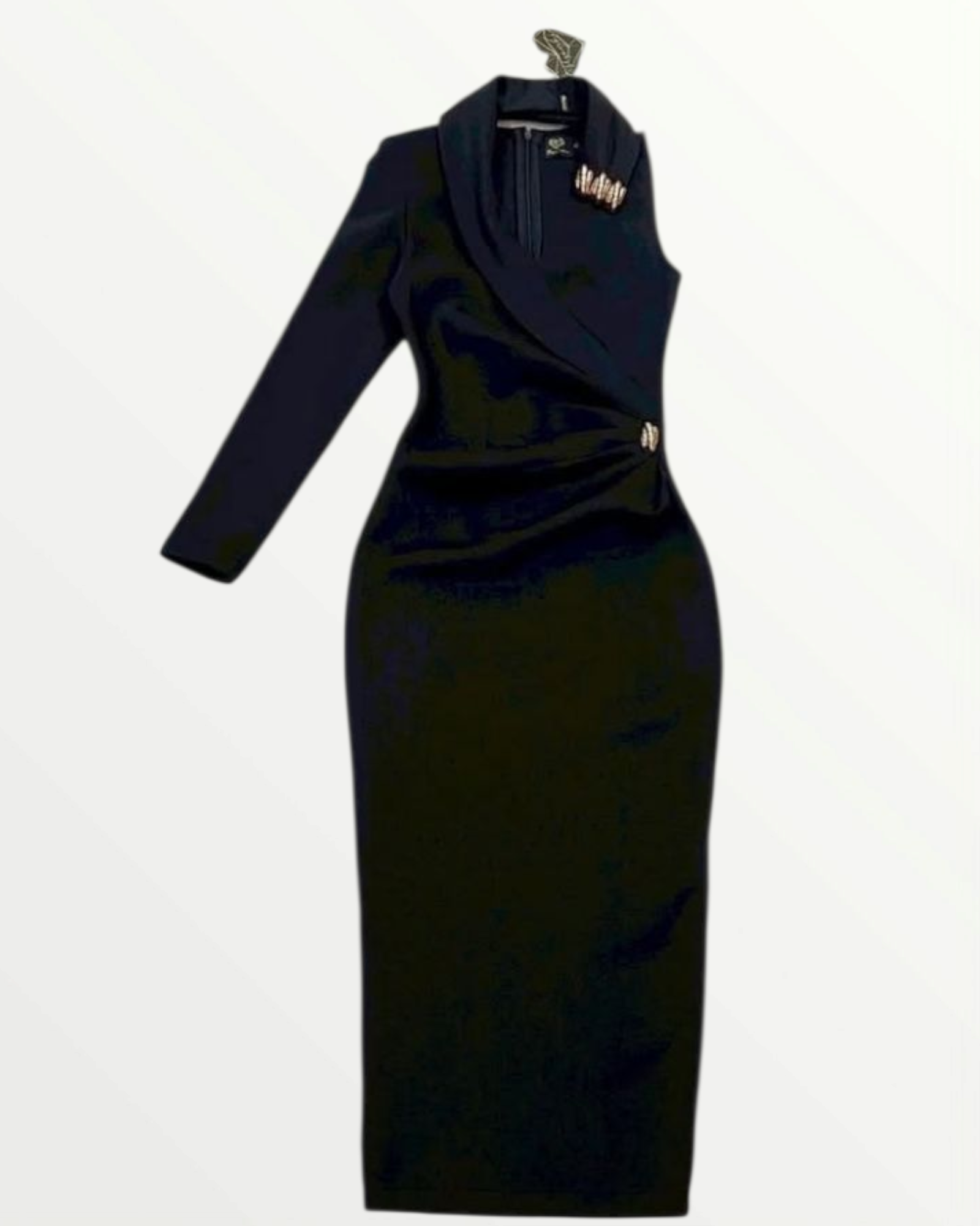 Asymmetrical Black Midi Dress