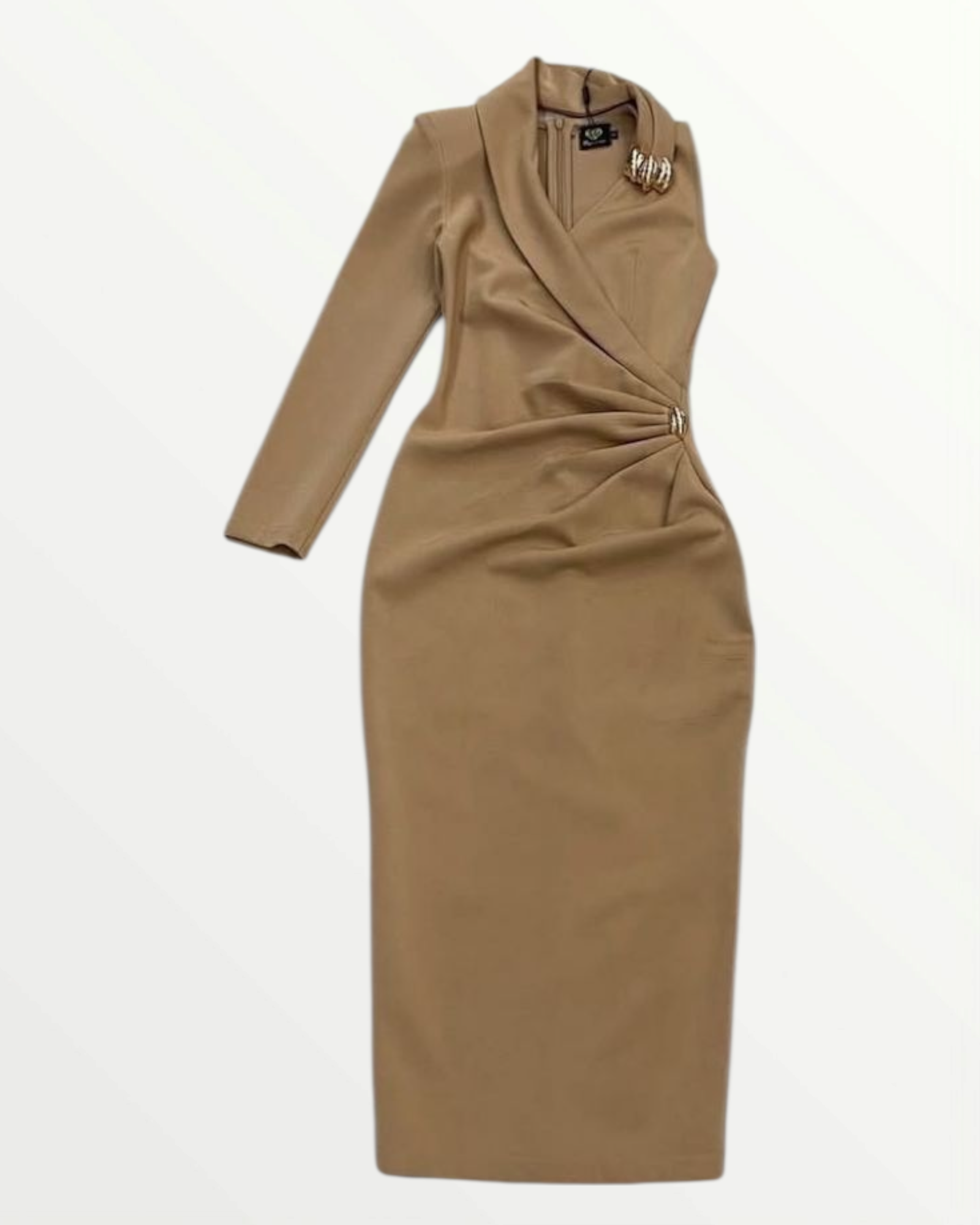 Asymmetrical Nude Midi Dress