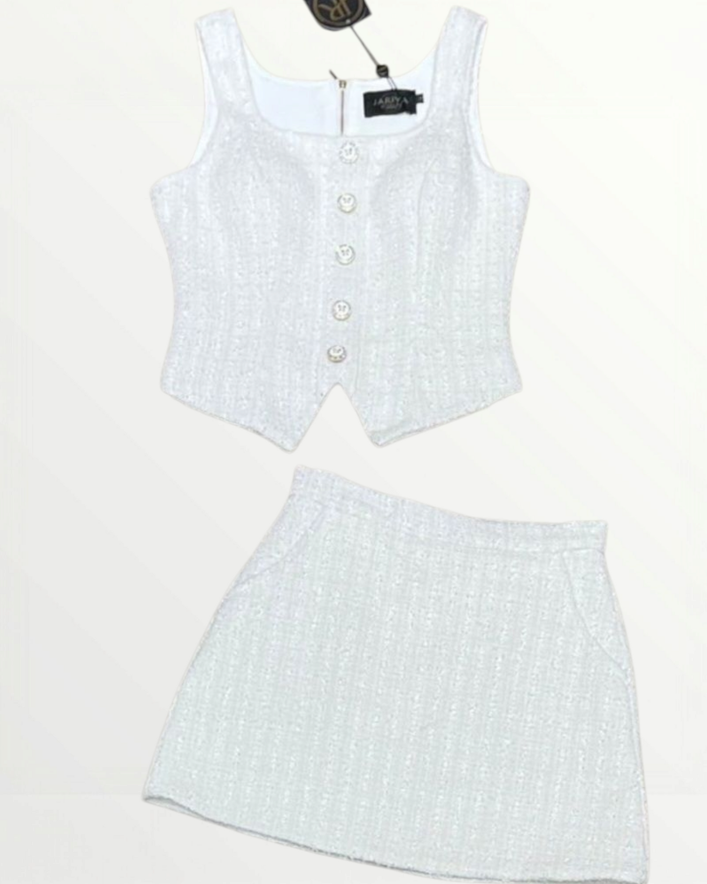 White Tweed Skirt Co-Ord