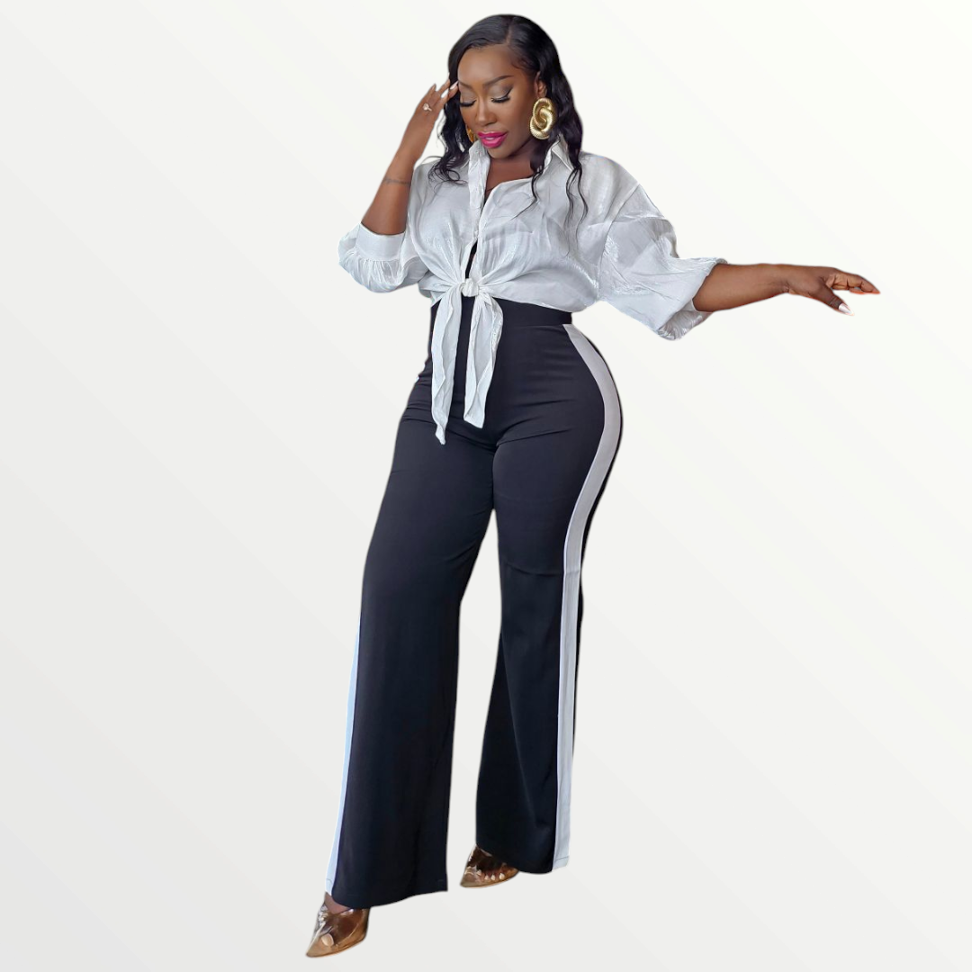 Black & White Stripe Trousers