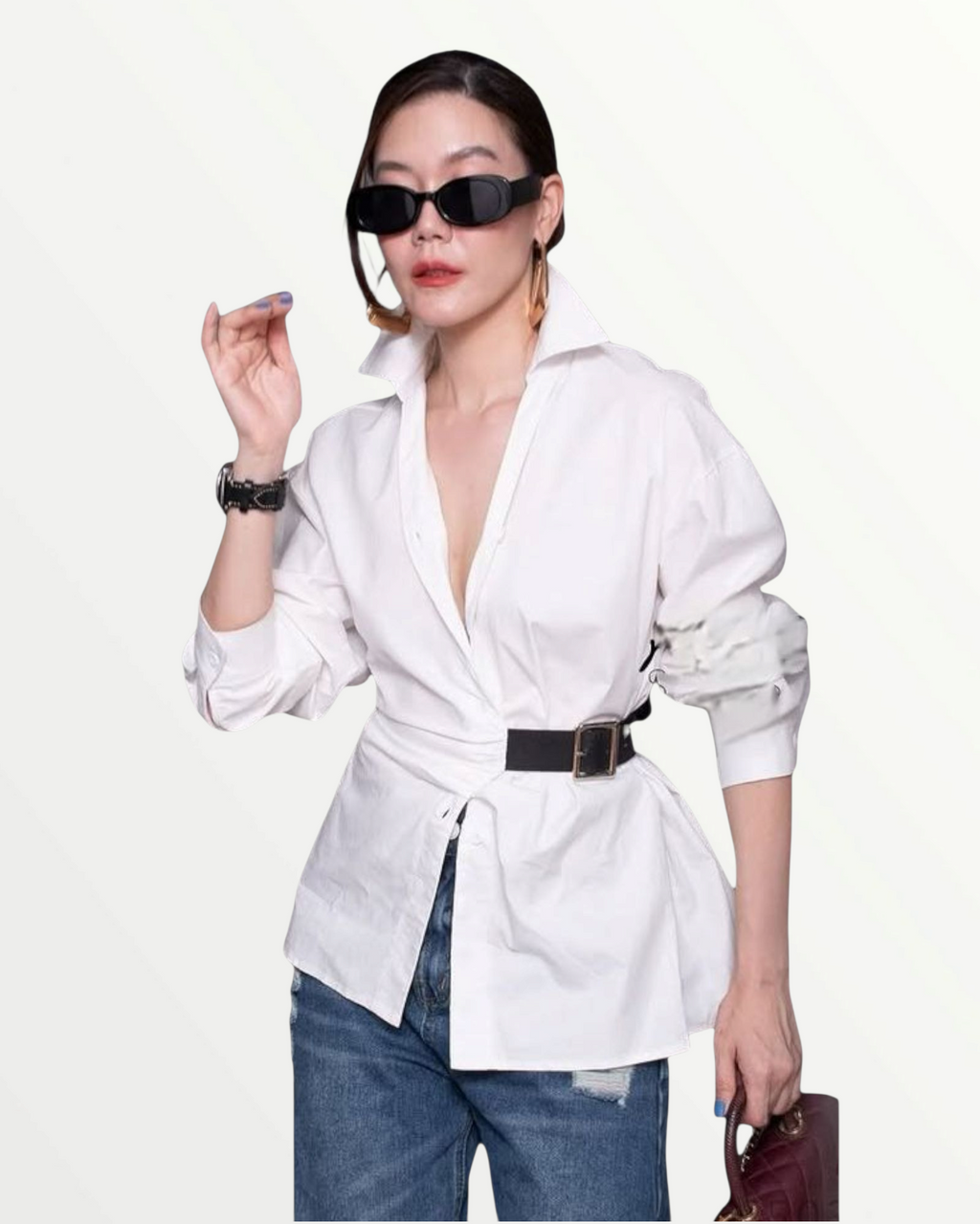 White Belted Shirt