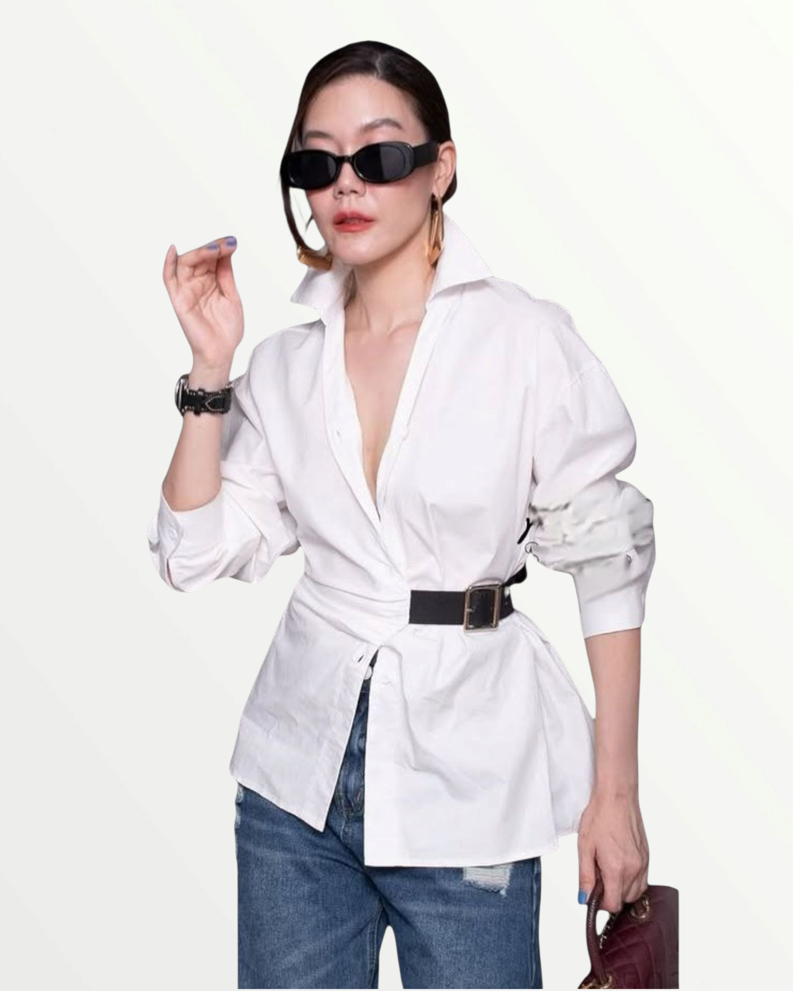White Belted Shirt