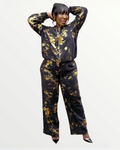 Black & Gold Linen Foil Print Co-Ord