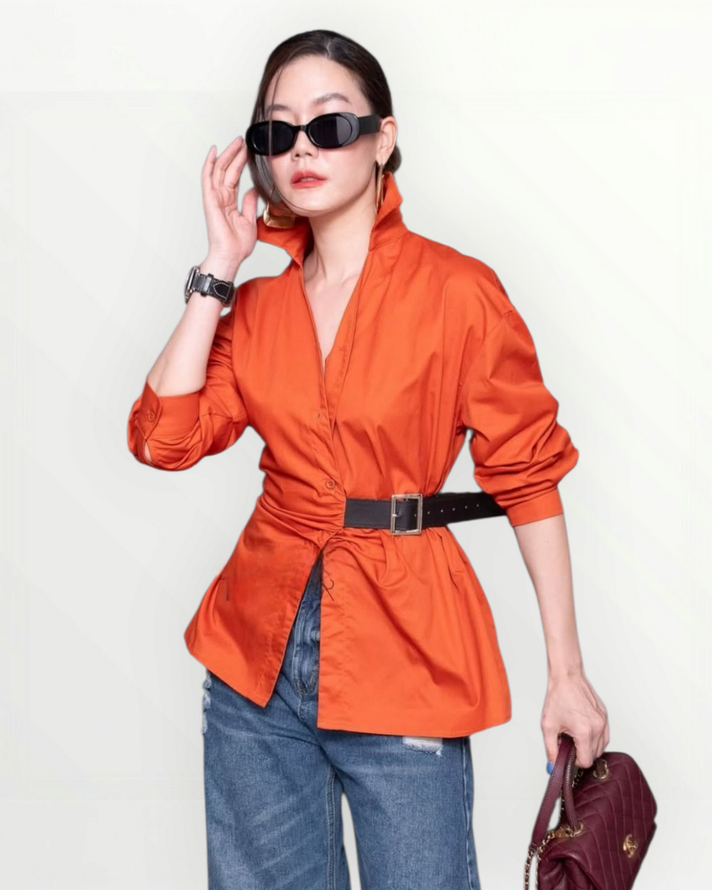 Orange Belted Shirt
