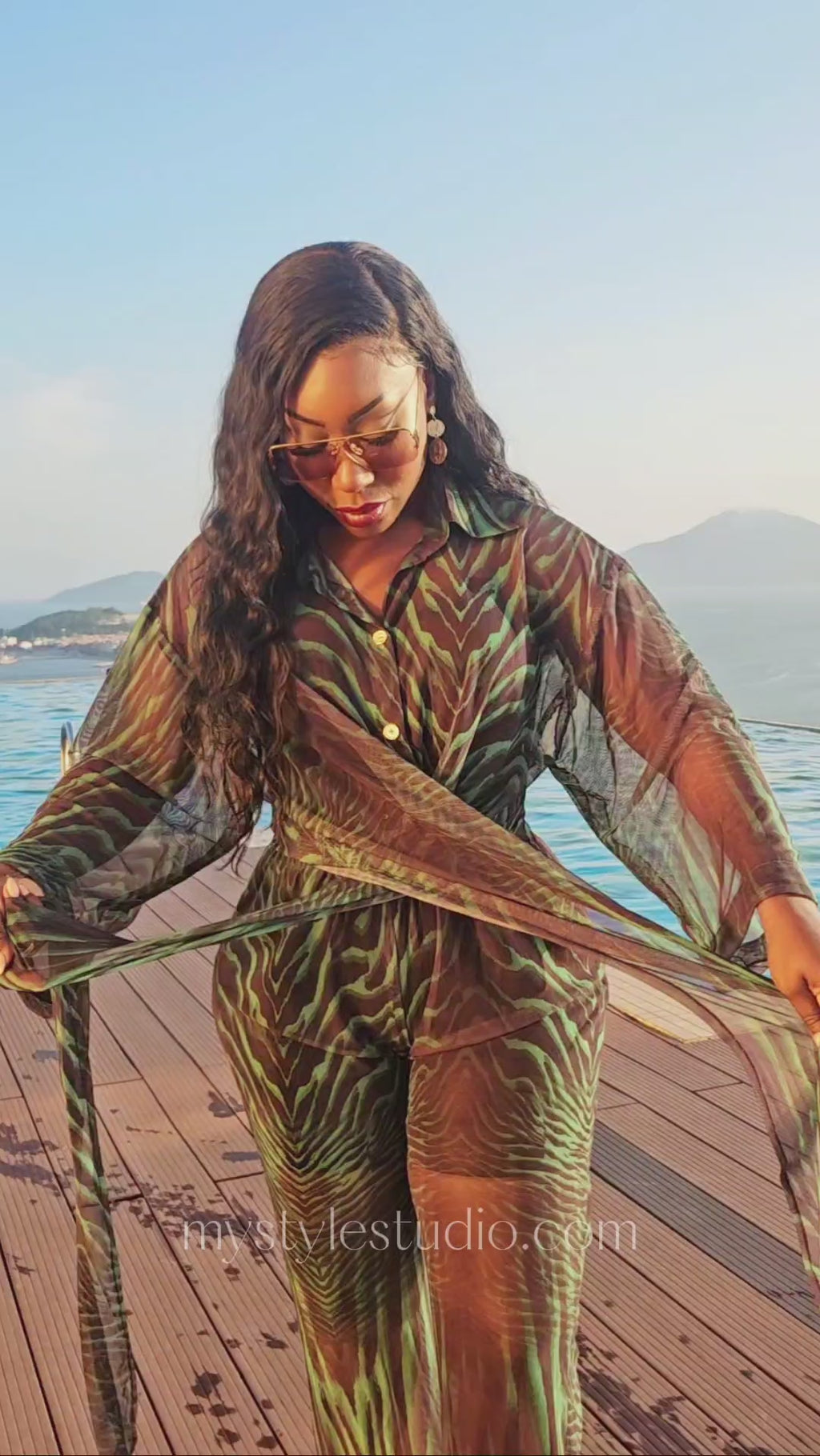 Sheer Green & Black Co-Ord