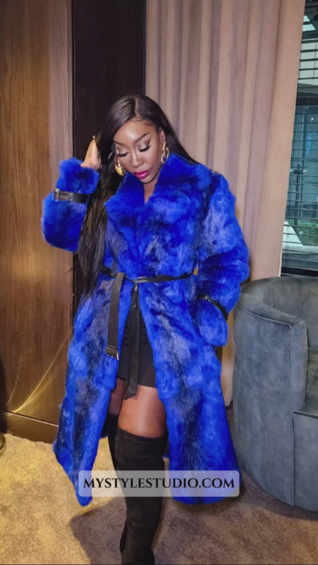 Blue & Black Fur Coat