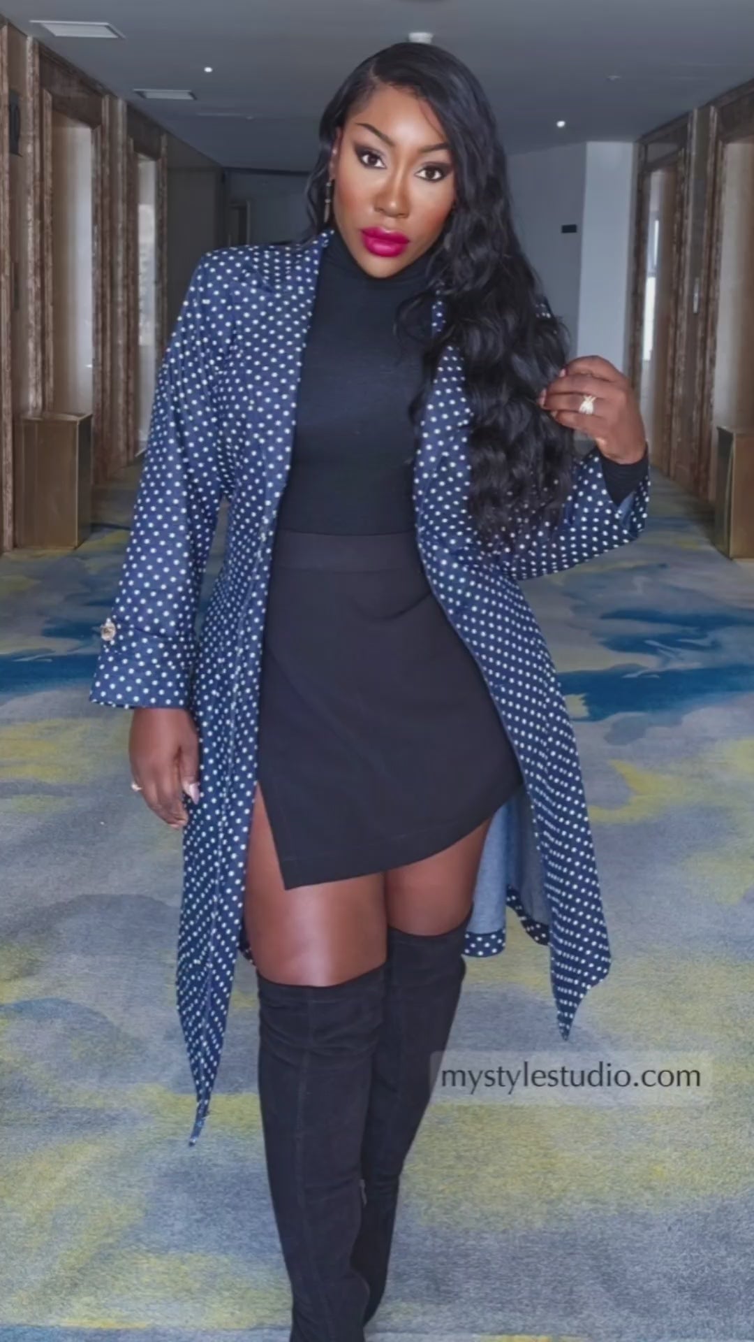 Denim Polka Dot Coat Dress