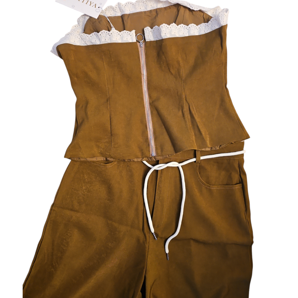 Olive Green Strapless 2 Piece Set