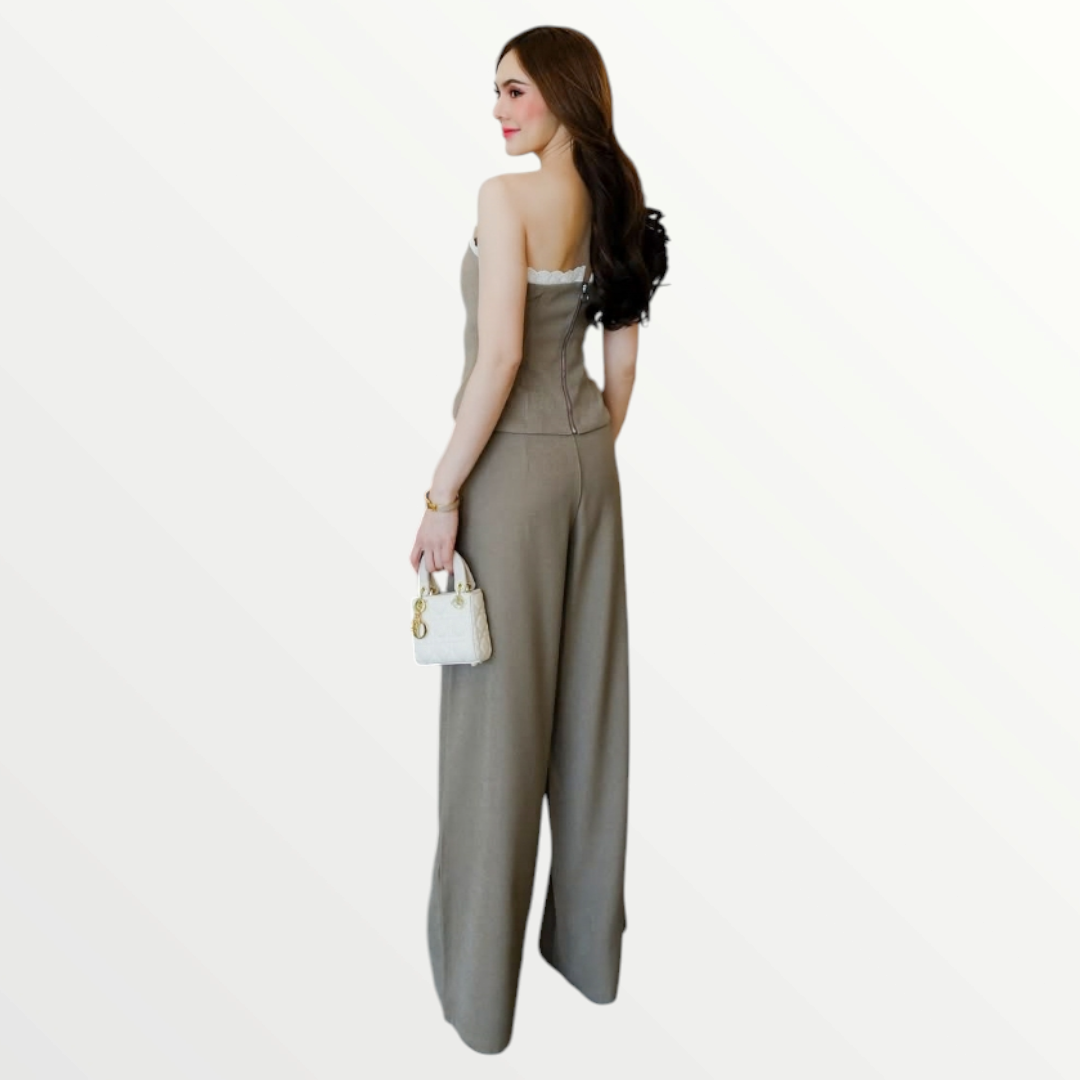 Grey Strapless 2 Piece Set