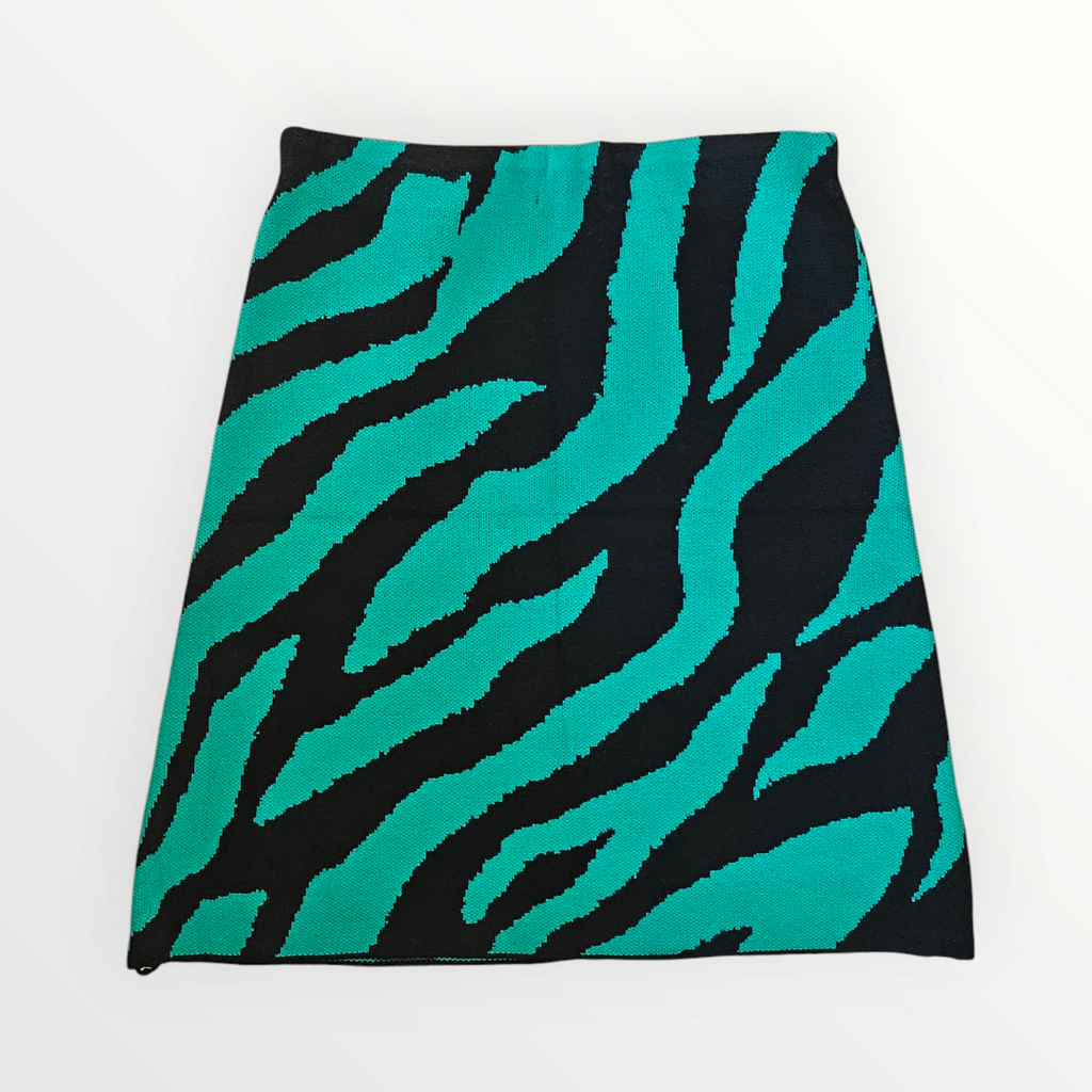 Green & Black Zebra Knit Skirt