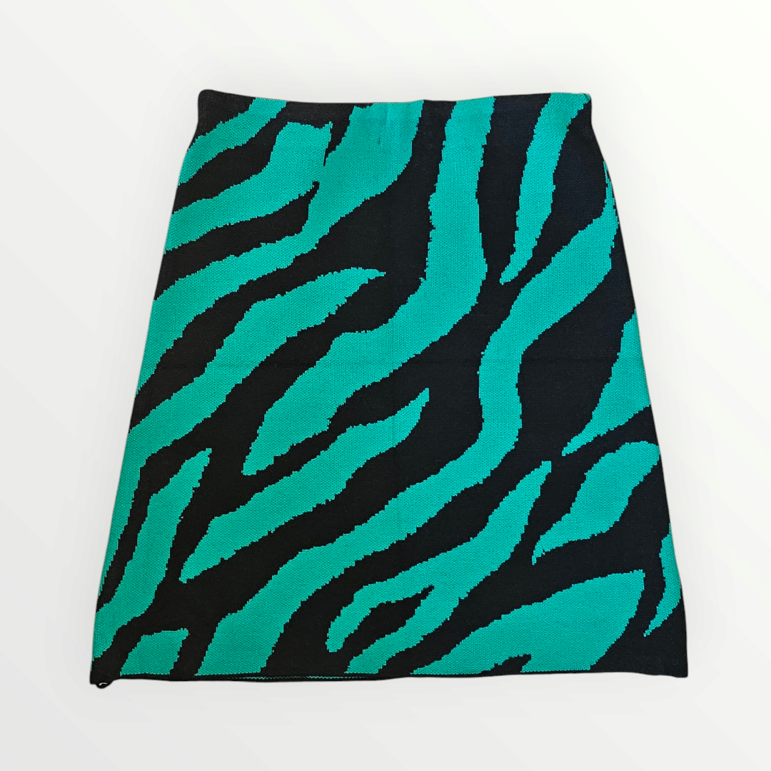 Green & Black Zebra Knit Skirt