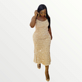 Gold Sequin Midi Dress