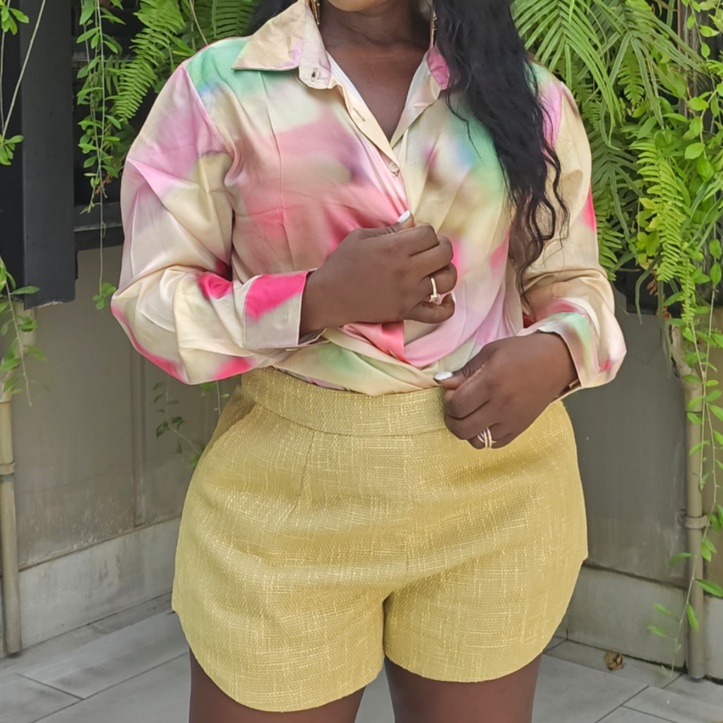 Linen Chartreuse Shorts