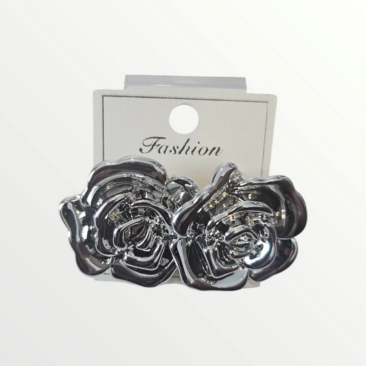 Silver Rose Earrings